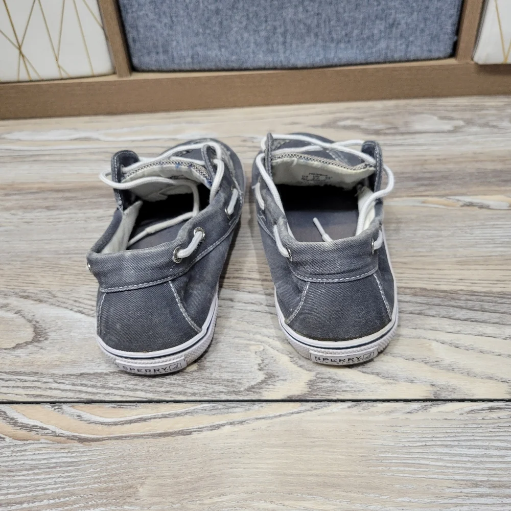 Sperry Halyard 2-Eye canvas boat shoes Boys Size 3 M Gray